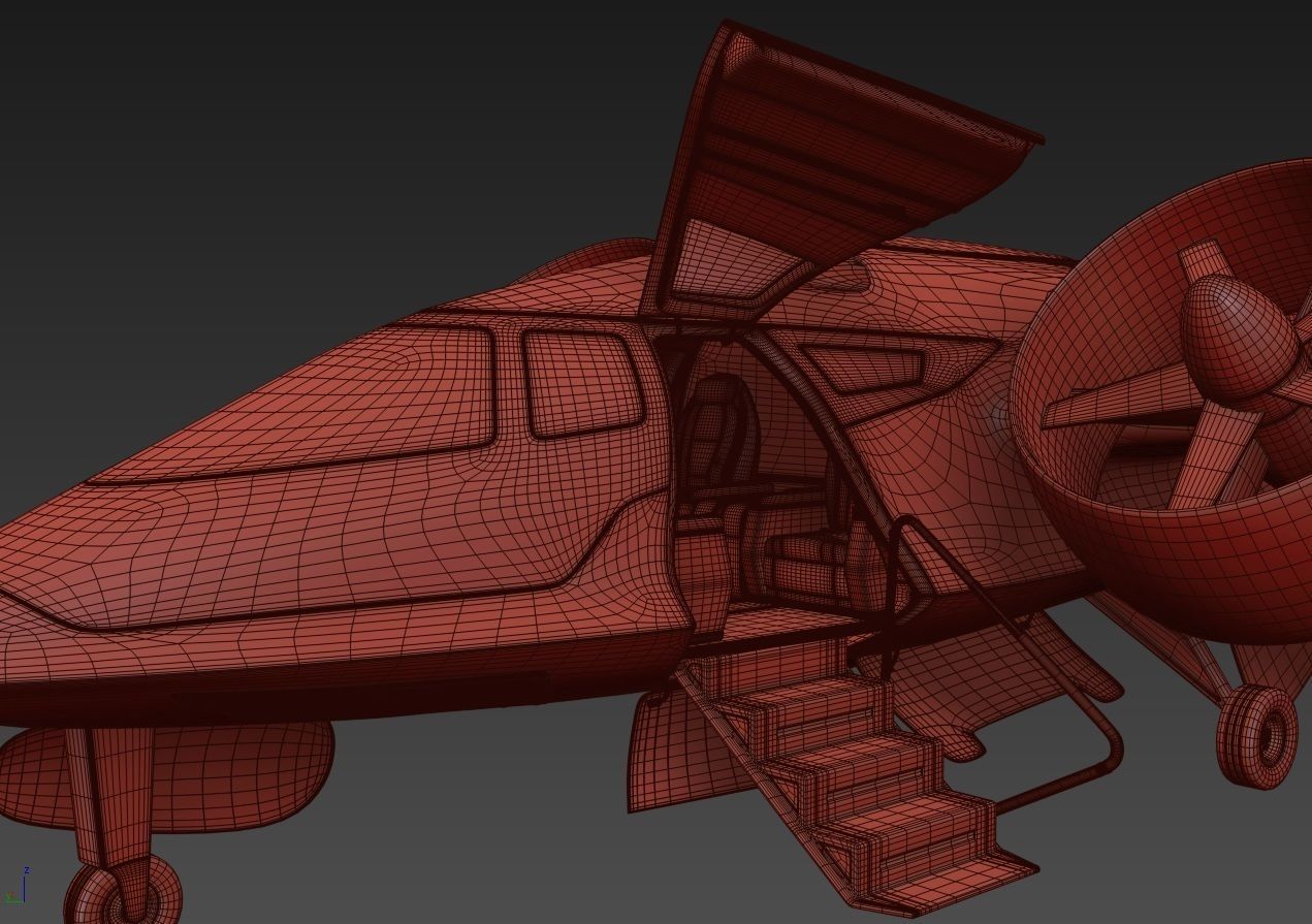 Aircraft Electric TriCopter eVTOL with Interior 3D model_29