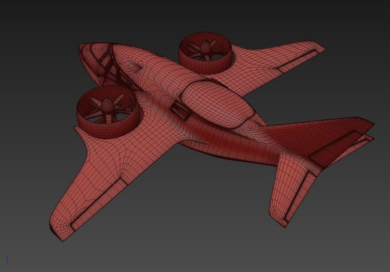 Aircraft Electric TriCopter eVTOL with Interior 3D model_47