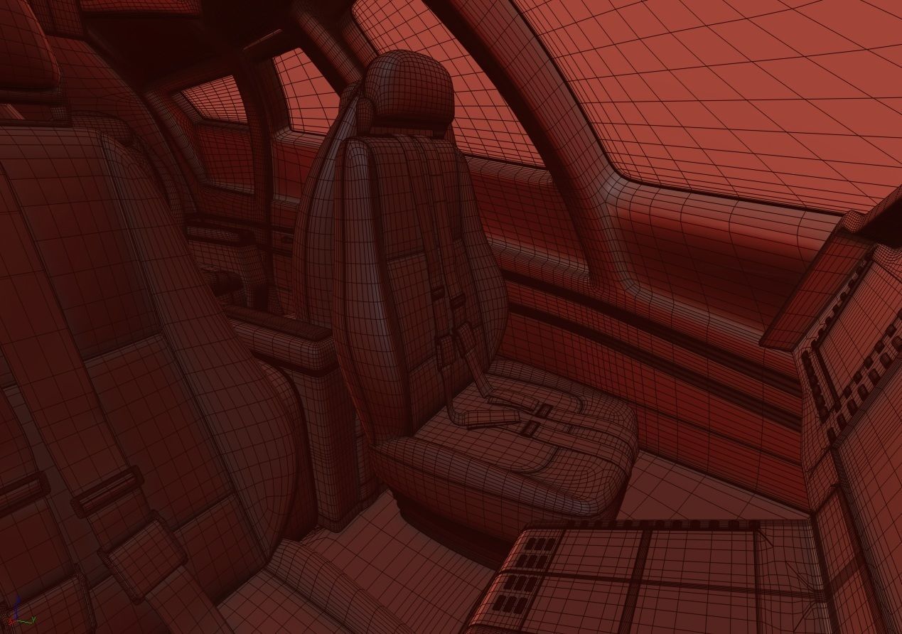 Aircraft Electric TriCopter eVTOL with Interior 3D model_38