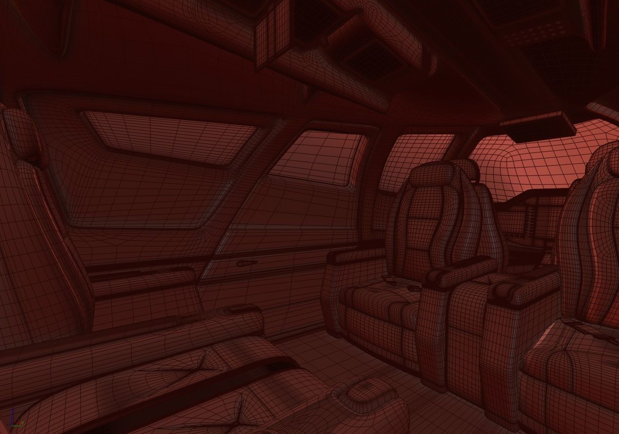 Aircraft Electric TriCopter eVTOL with Interior 3D model_36