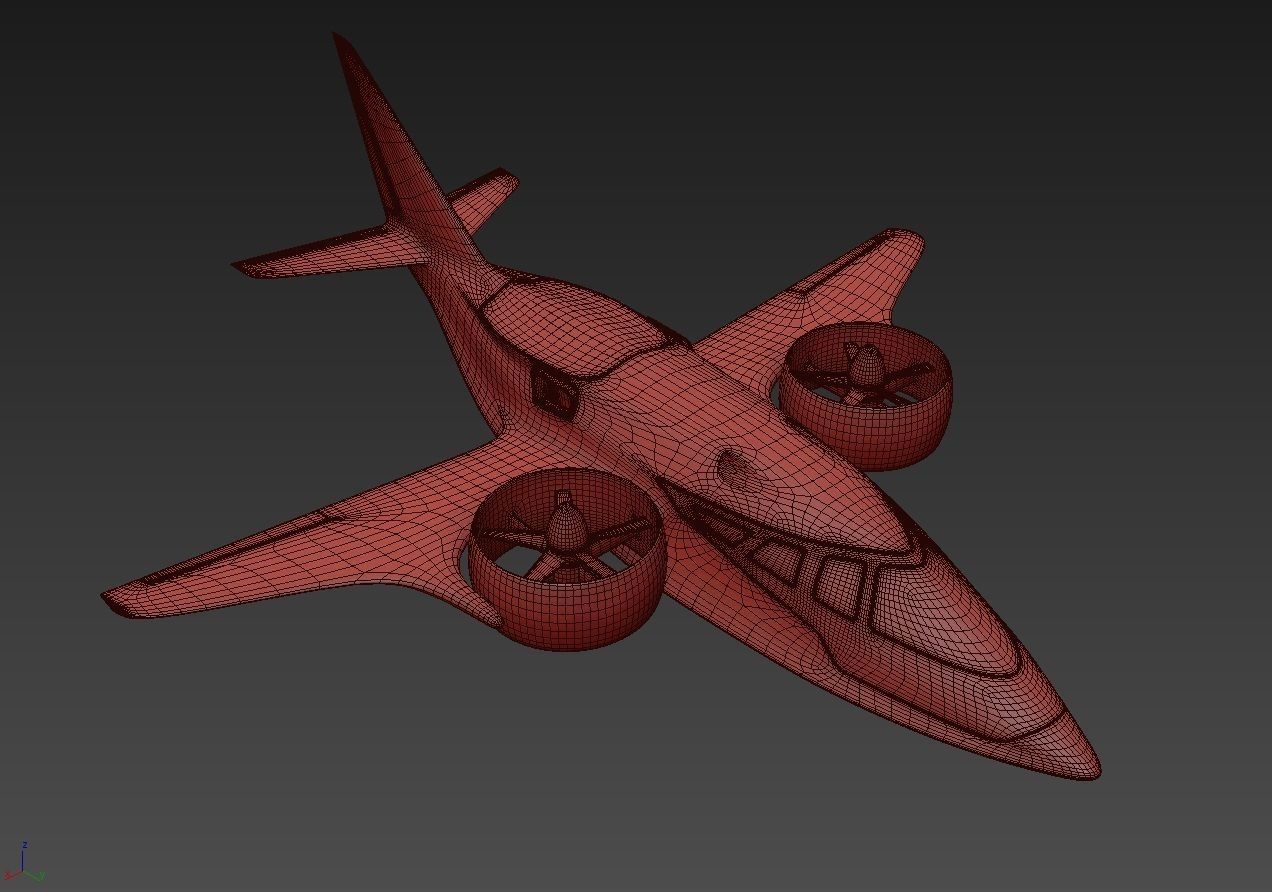 Aircraft Electric TriCopter eVTOL with Interior 3D model_44