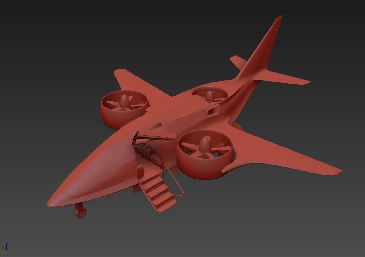 Aircraft Electric TriCopter eVTOL with Interior 3D model_19