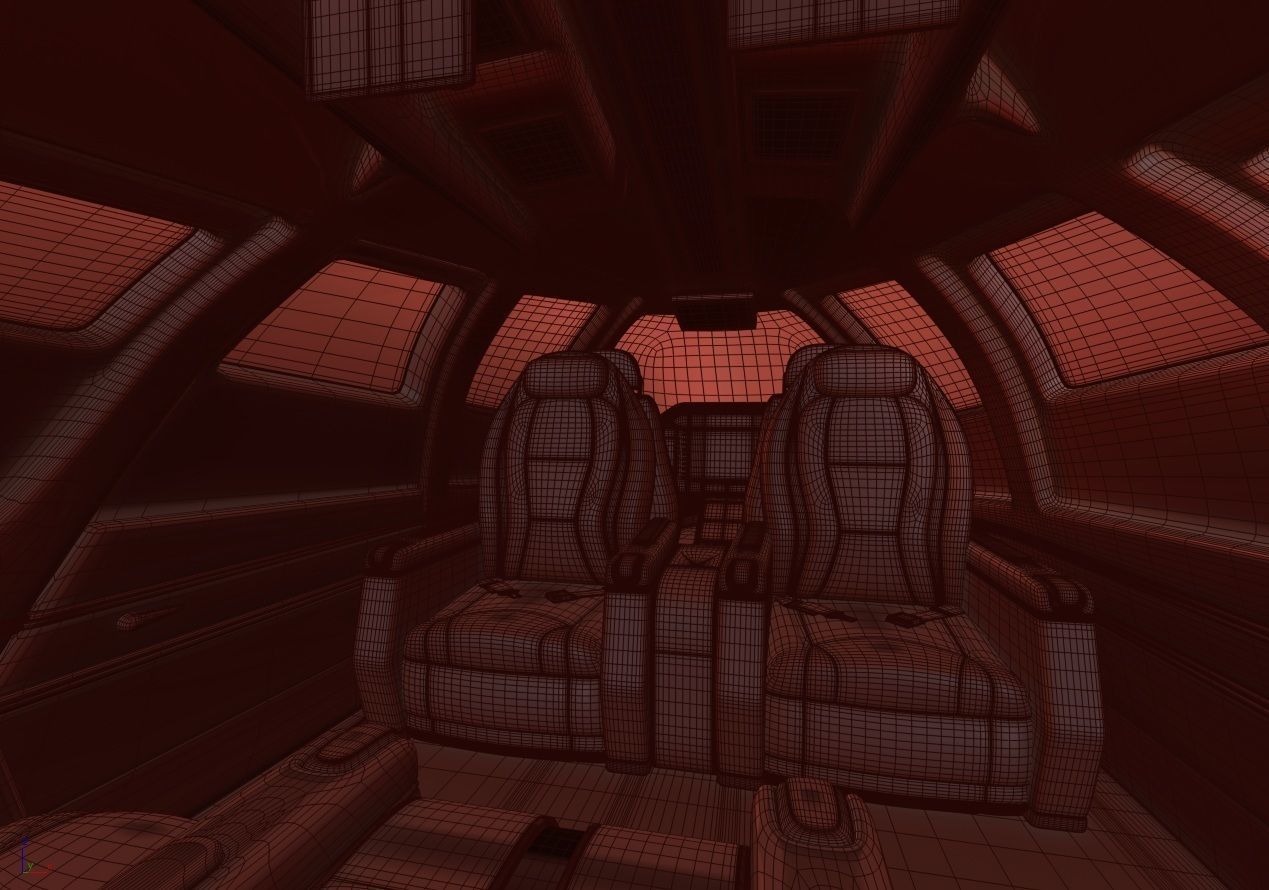 Aircraft Electric TriCopter eVTOL with Interior 3D model_35