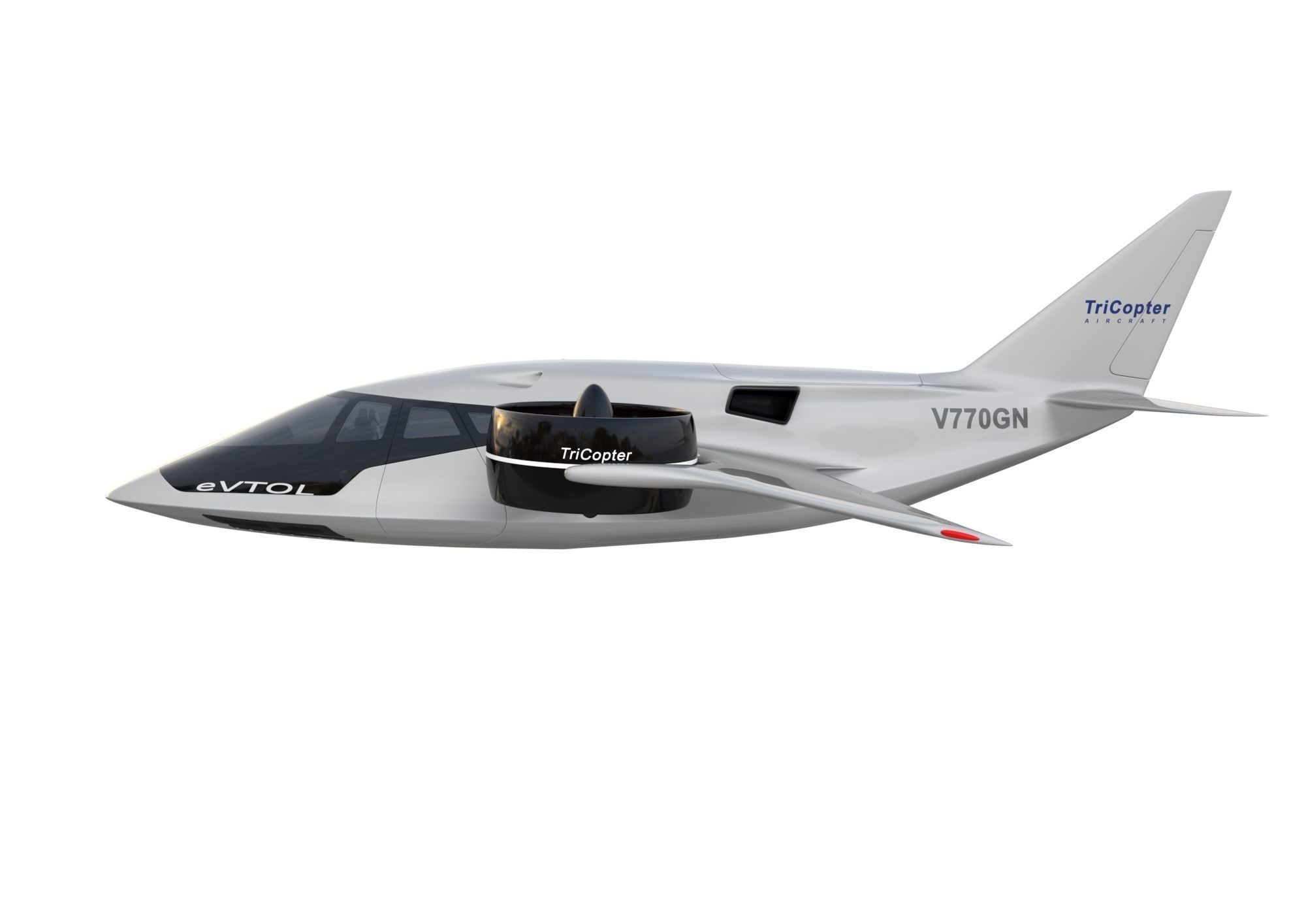 Aircraft Electric TriCopter eVTOL with Interior 3D model_7