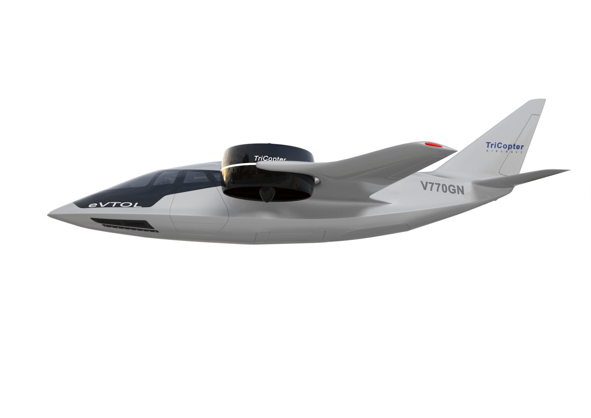 Aircraft Electric TriCopter eVTOL with Interior 3D model_8