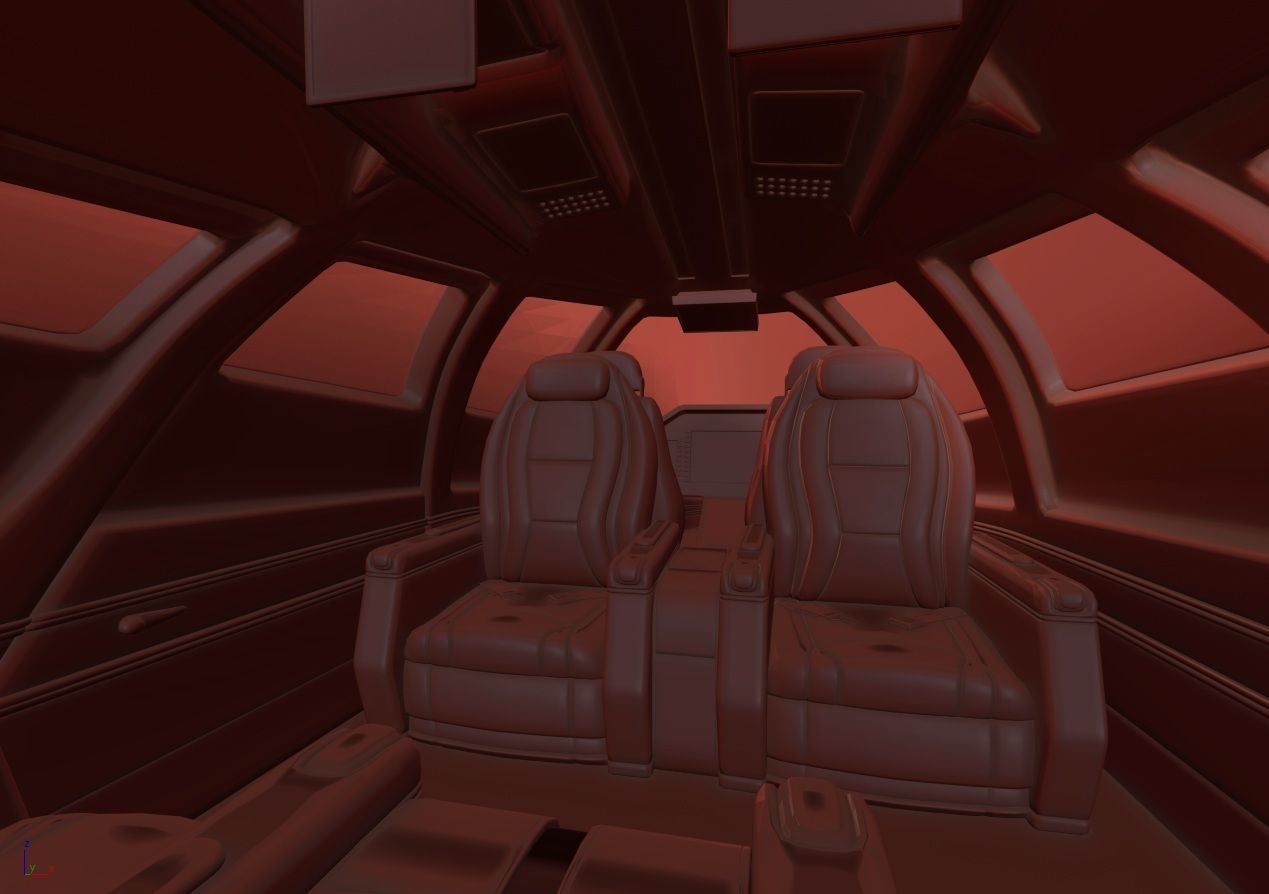 Aircraft Electric TriCopter eVTOL with Interior 3D model_33