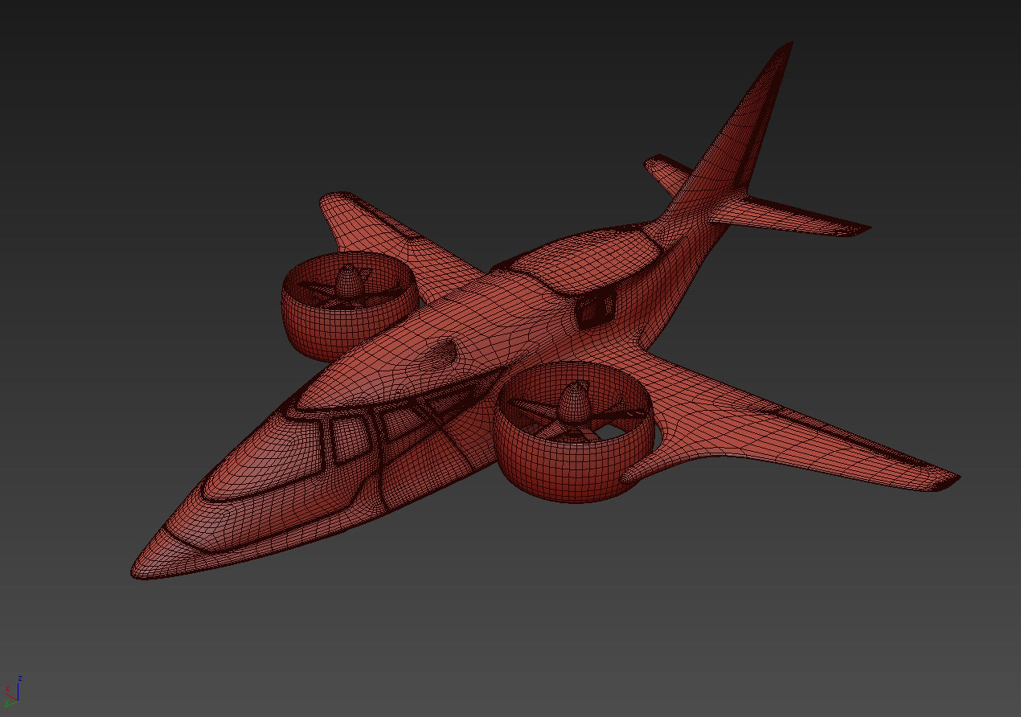 Aircraft Electric TriCopter eVTOL with Interior 3D model_18