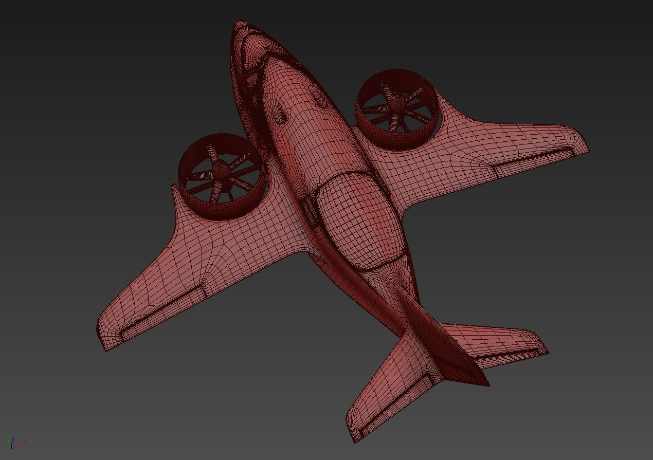 Aircraft Electric TriCopter eVTOL with Interior 3D model_56