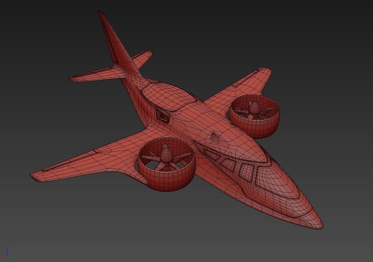 Aircraft Electric TriCopter eVTOL with Interior 3D model_43