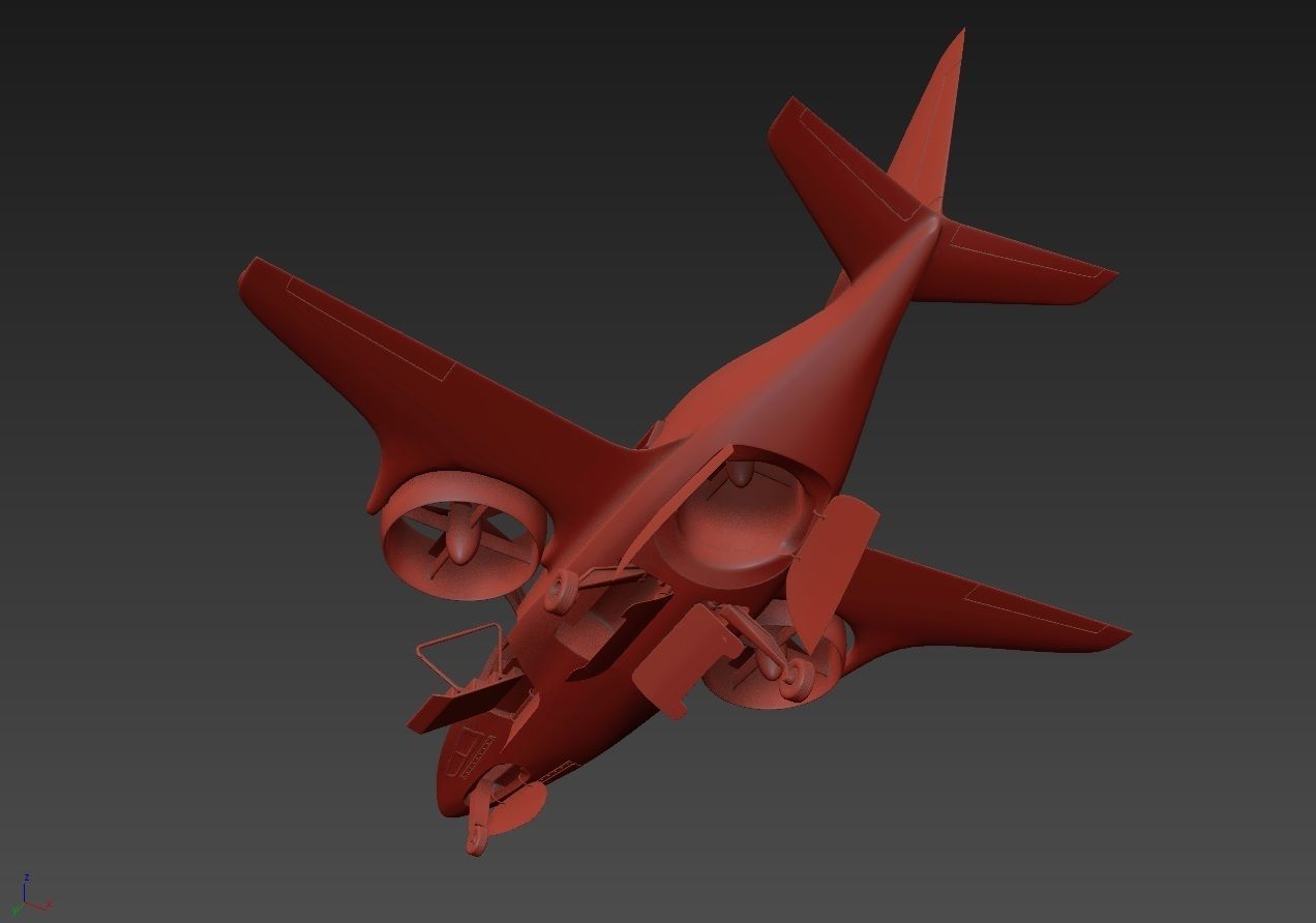 Aircraft Electric TriCopter eVTOL with Interior 3D model_51