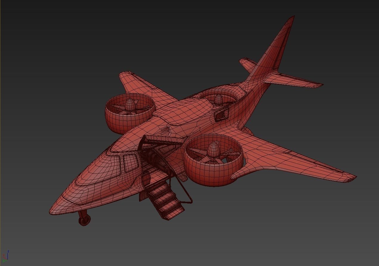 Aircraft Electric TriCopter eVTOL with Interior 3D model_20