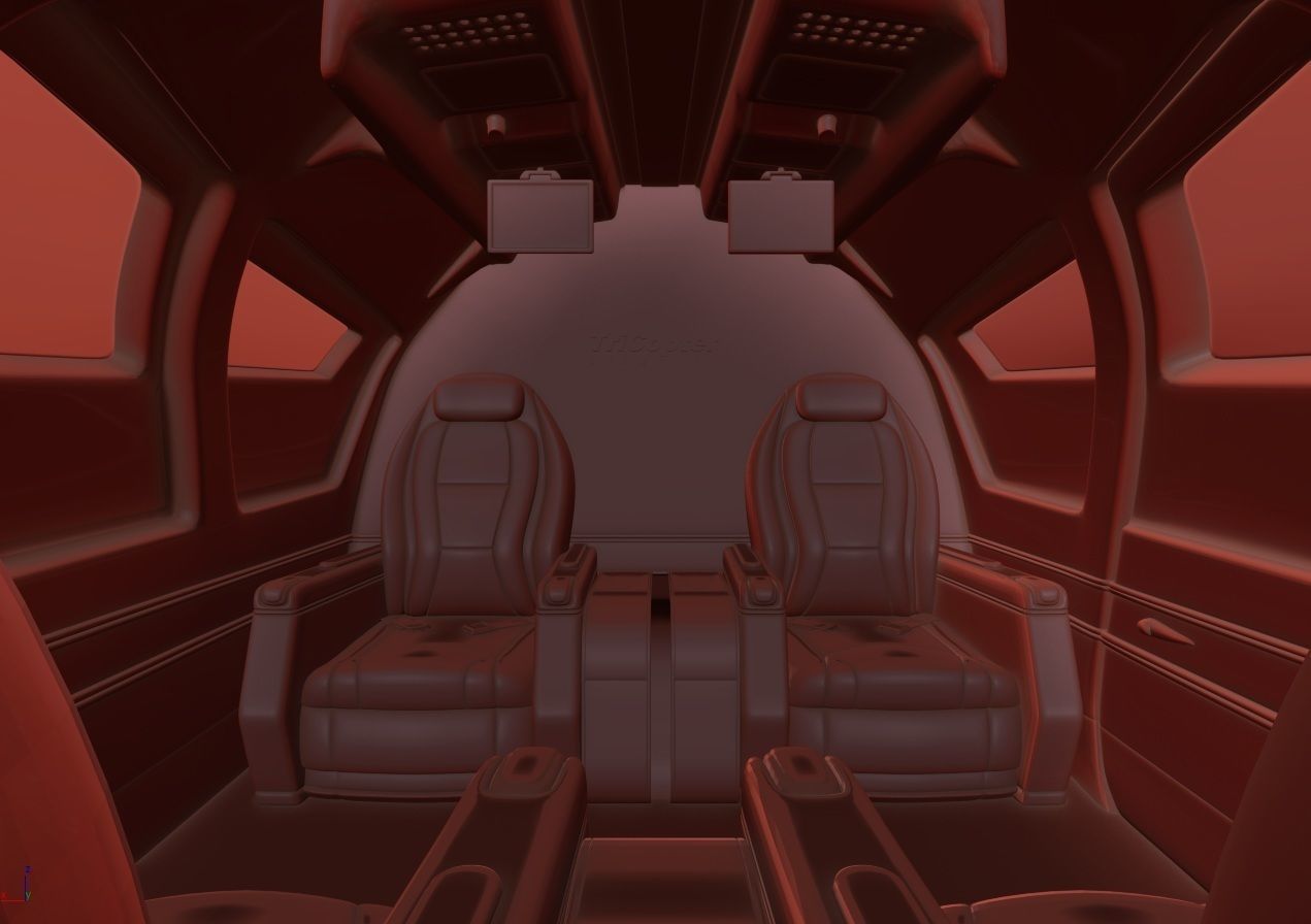 Aircraft Electric TriCopter eVTOL with Interior 3D model_30