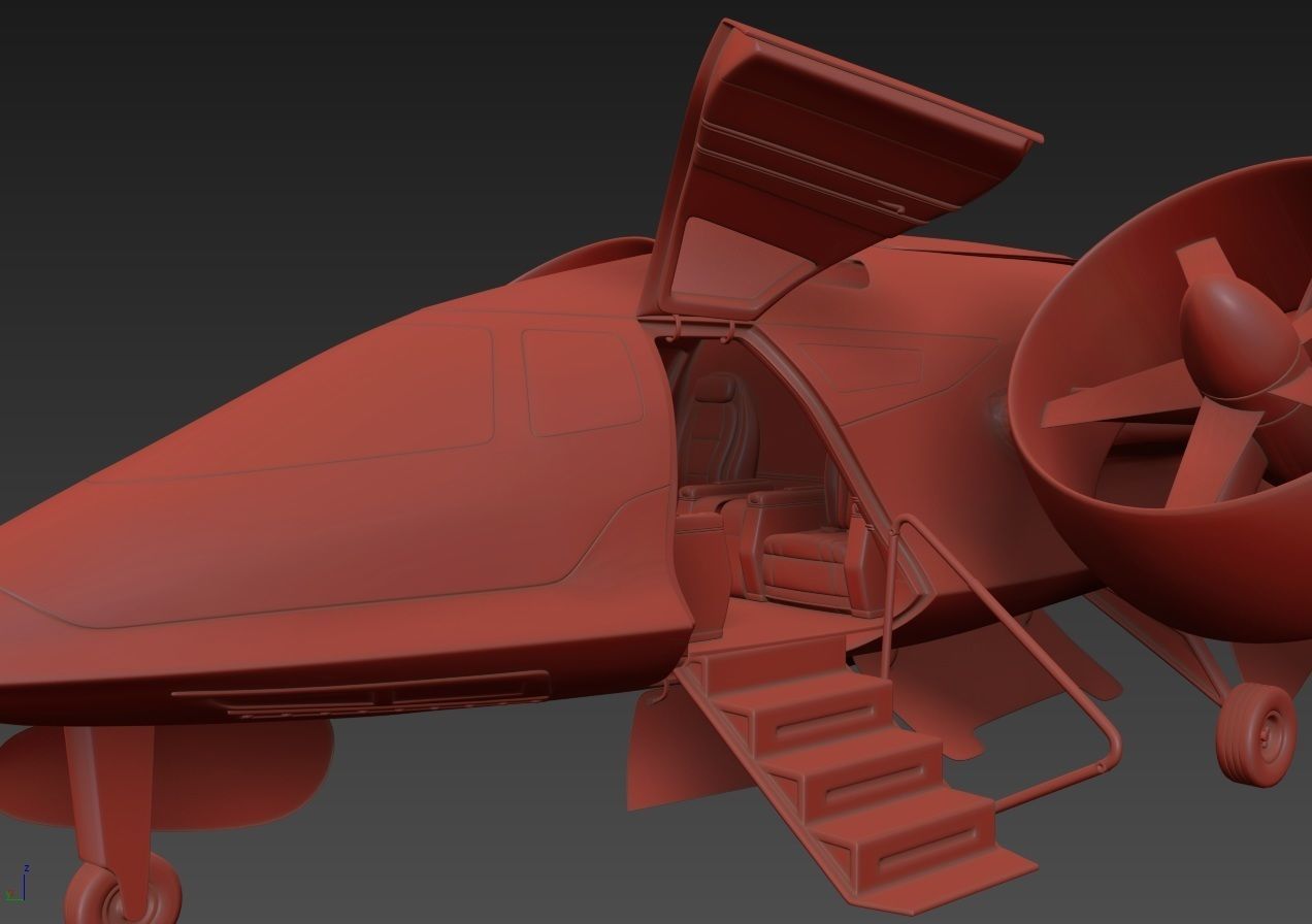 Aircraft Electric TriCopter eVTOL with Interior 3D model_28