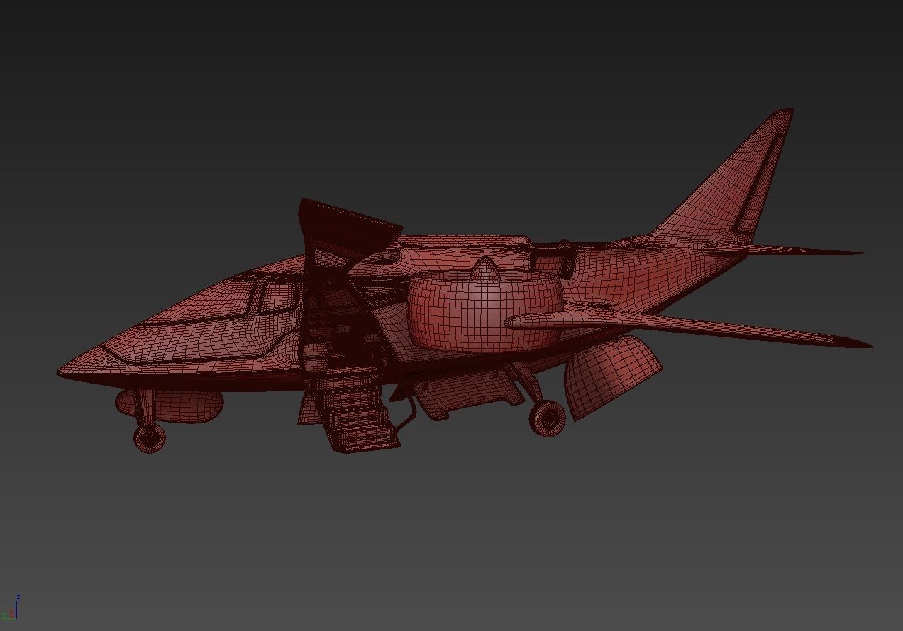 Aircraft Electric TriCopter eVTOL with Interior 3D model_27