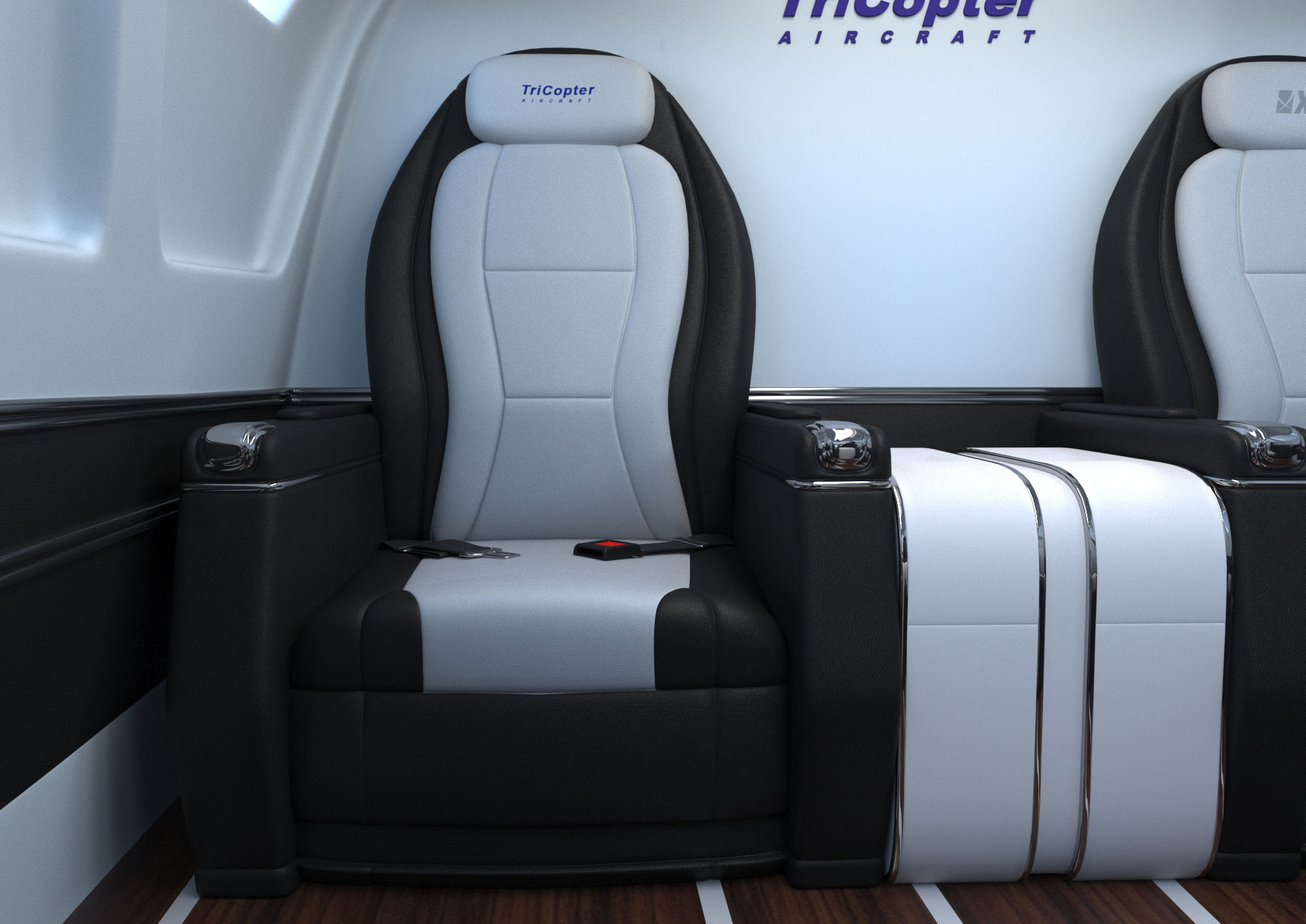 Aircraft Electric TriCopter eVTOL with Interior 3D model_12