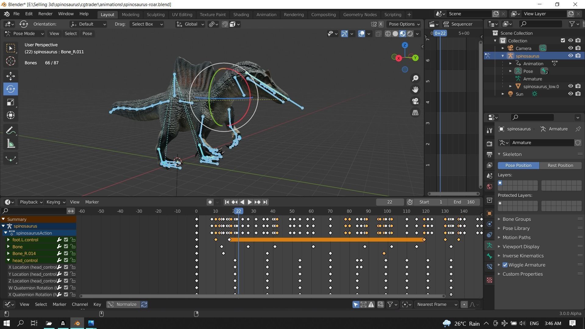 Spinosaurus Dinosaur Low-poly 3D model_30