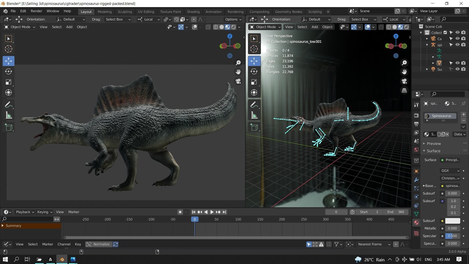 Spinosaurus Dinosaur Low-poly 3D model_29