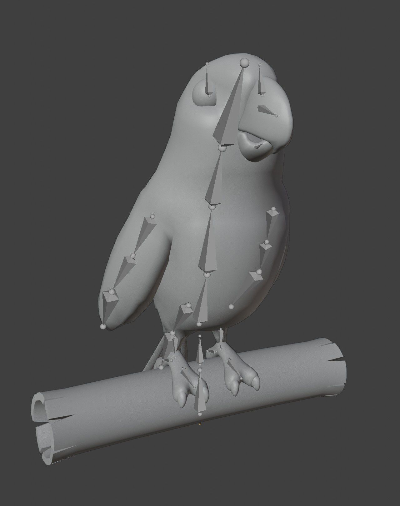 Cartoon Ara Parrot Yellow-Blue Rigged 3D Model Low-poly 3D model_7