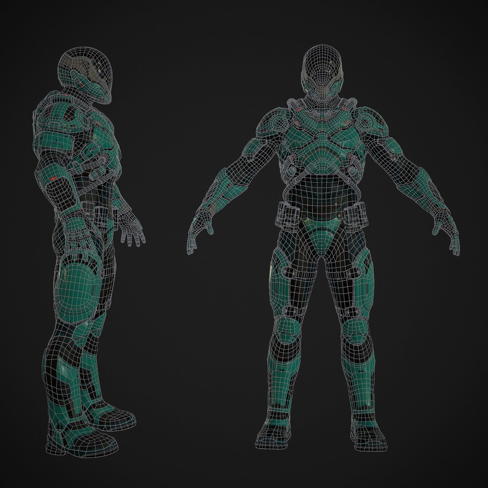 Futuristic Soldier and Soldier Female  Low-poly 3D model_20