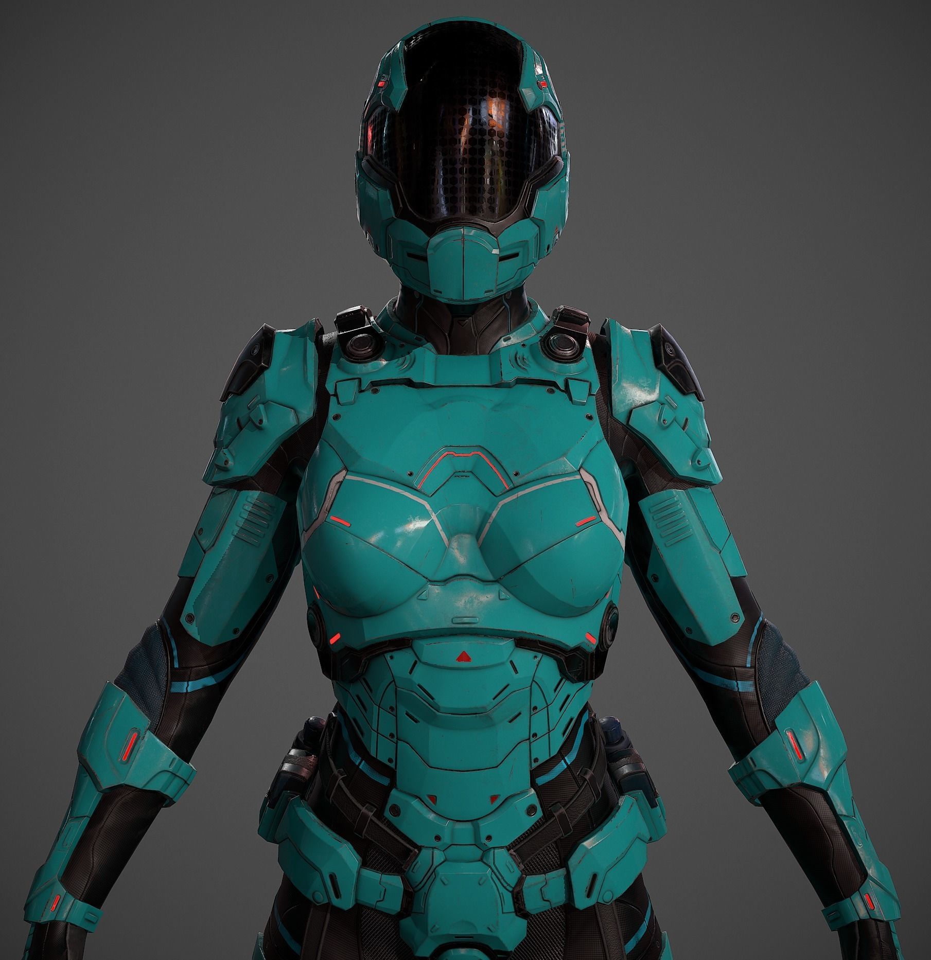 Futuristic Soldier and Soldier Female  Low-poly 3D model_12