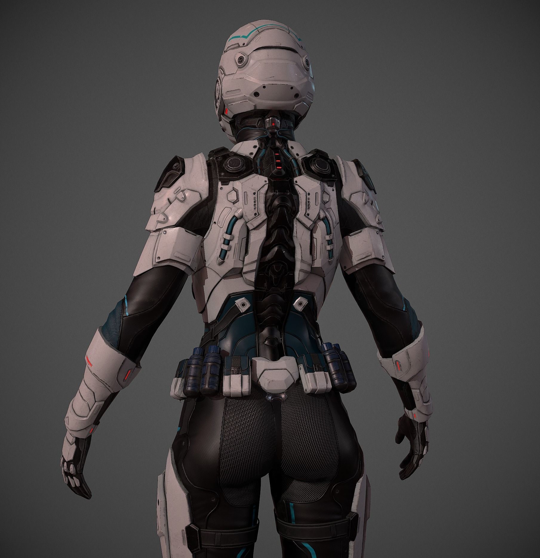 Futuristic Soldier and Soldier Female  Low-poly 3D model_8