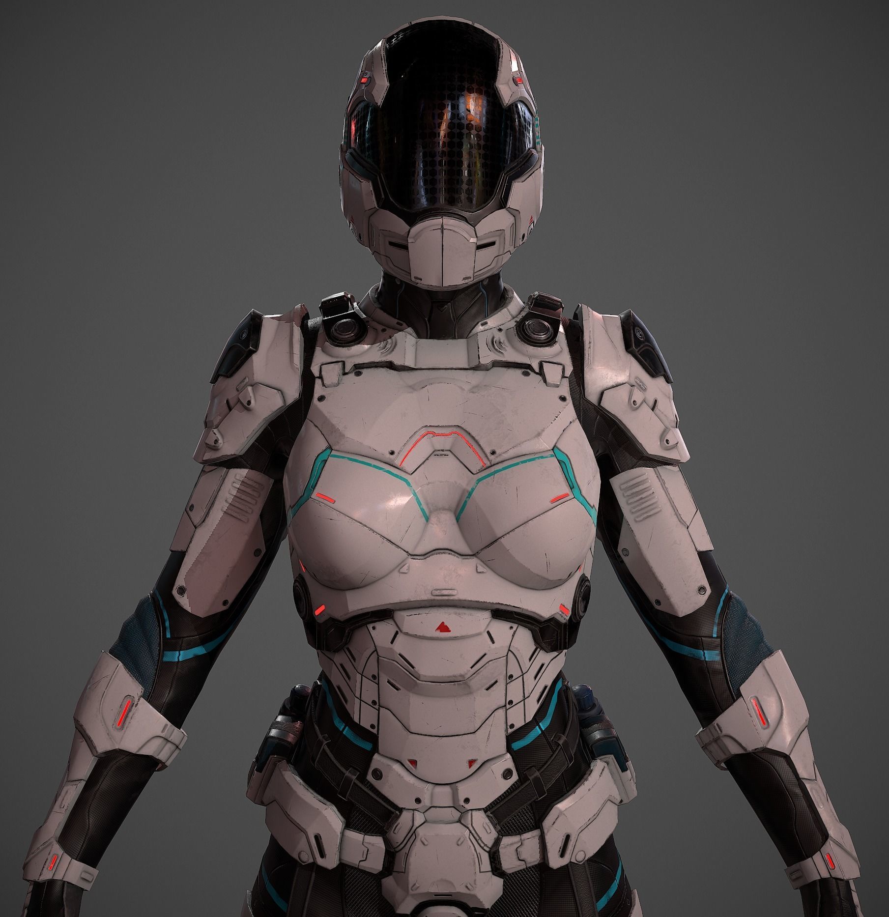 Futuristic Soldier and Soldier Female  Low-poly 3D model_14
