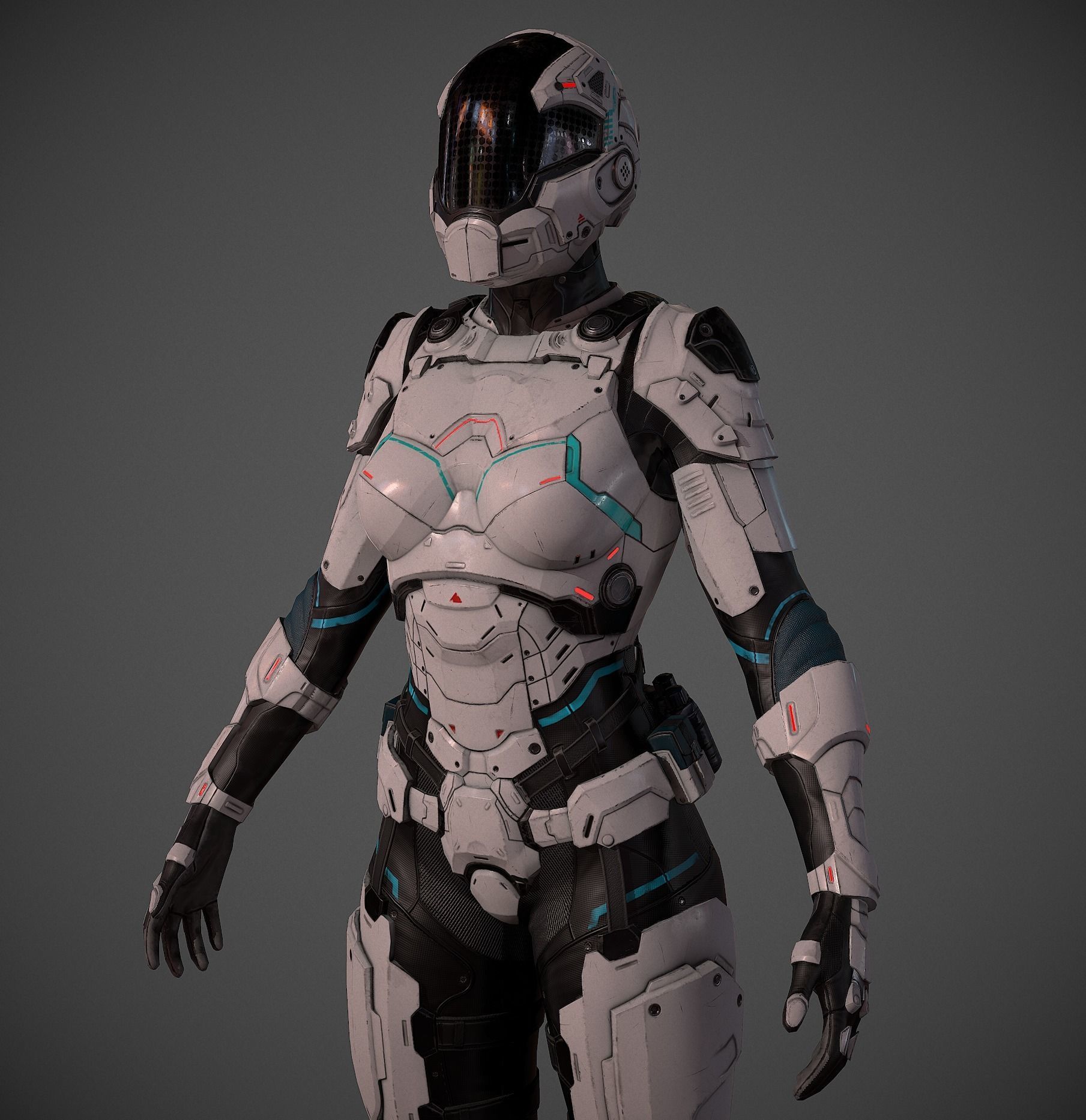 Futuristic Soldier and Soldier Female  Low-poly 3D model_7