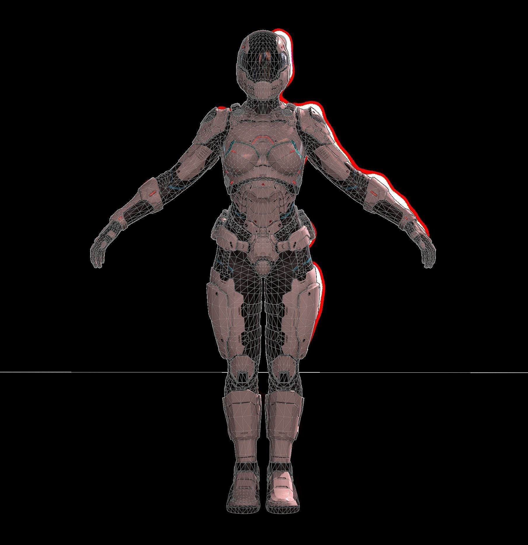 Futuristic Soldier and Soldier Female  Low-poly 3D model_19