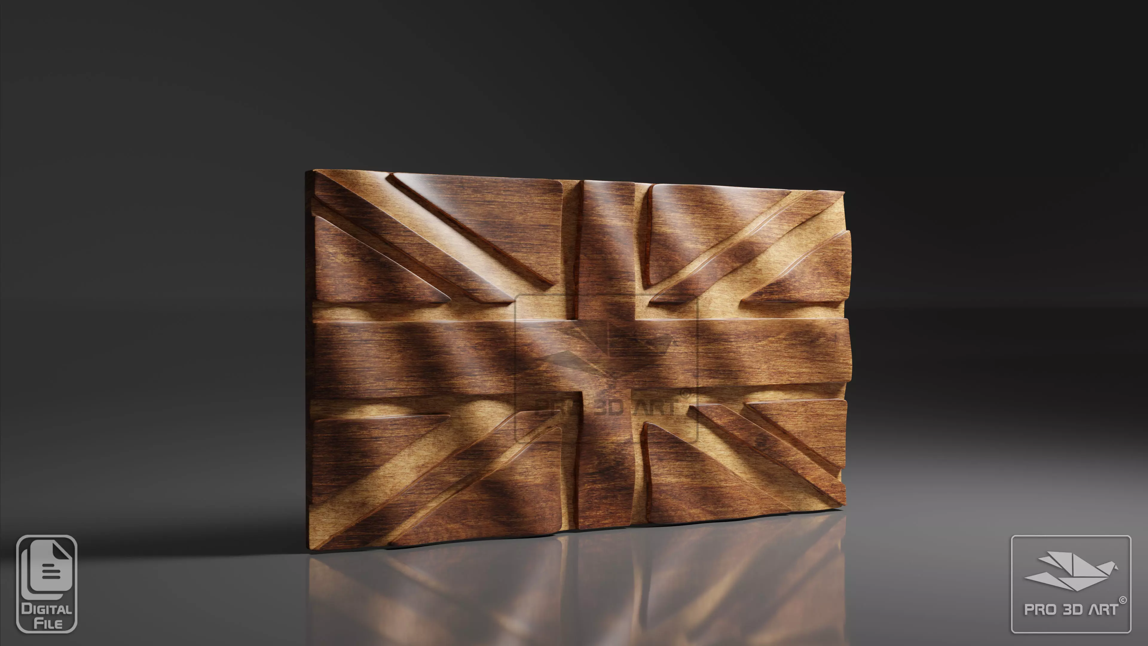 UK Wavy Flag - CNC Files For Wood 3D STL Model 3D model_0
