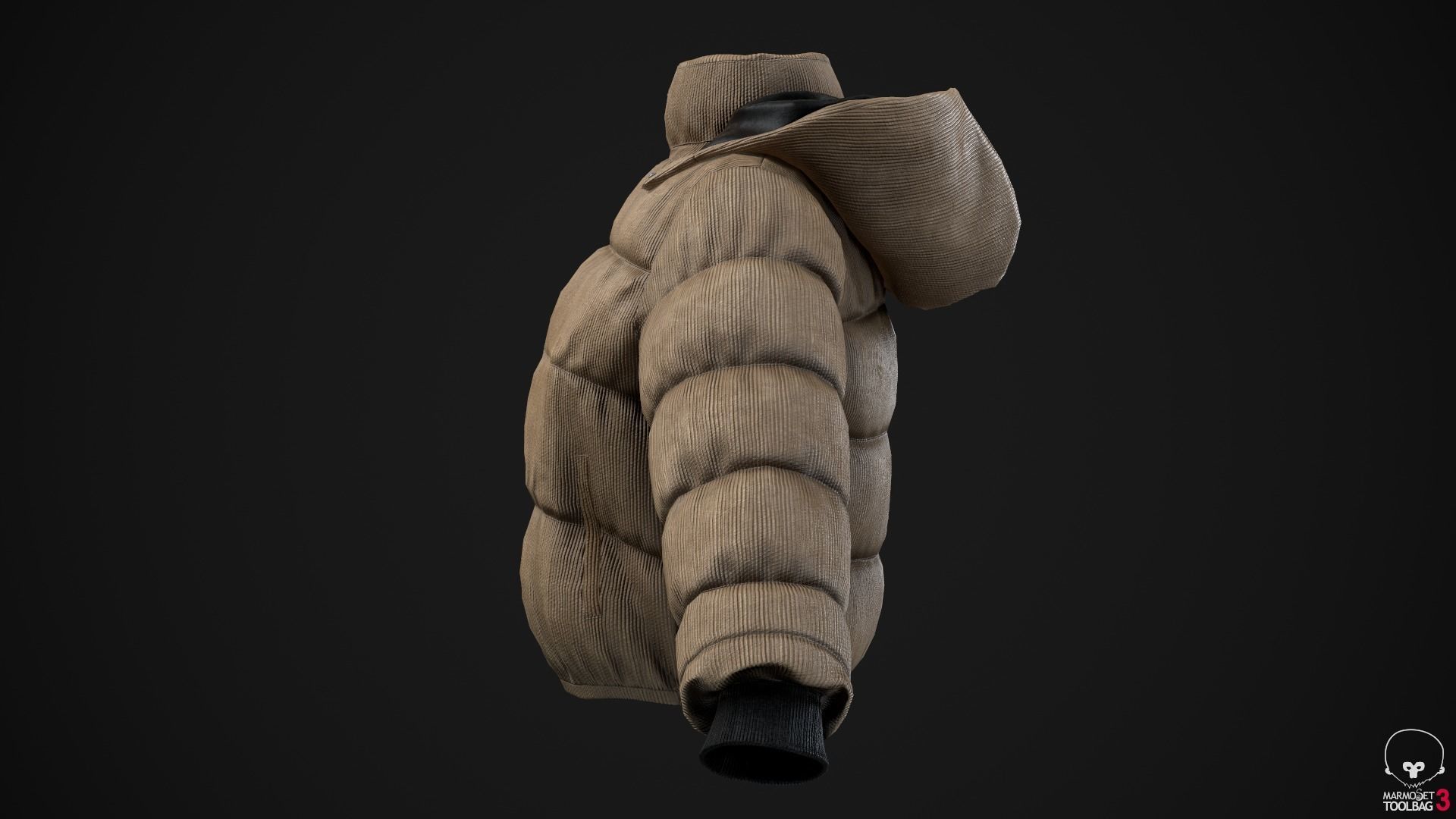 Beige and khaki winter jackets Low-poly 3D model_5
