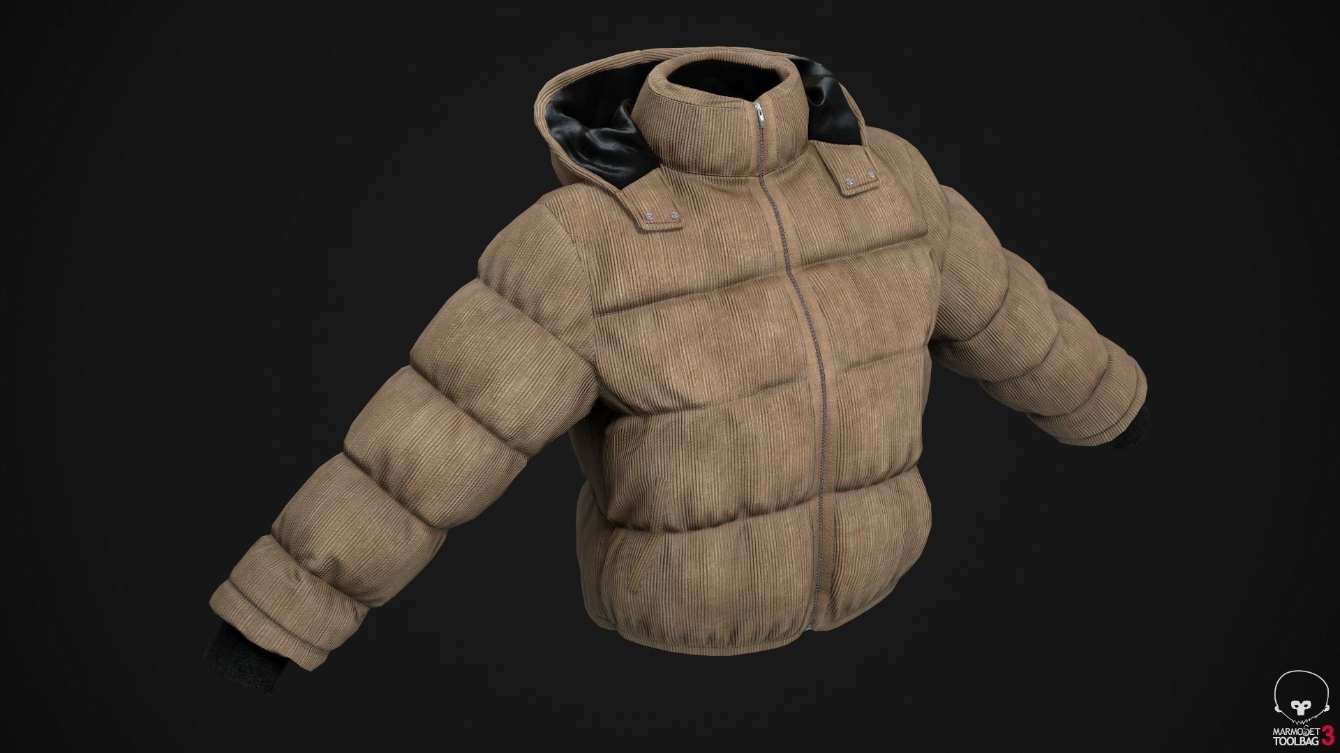 Beige and khaki winter jackets Low-poly 3D model_9