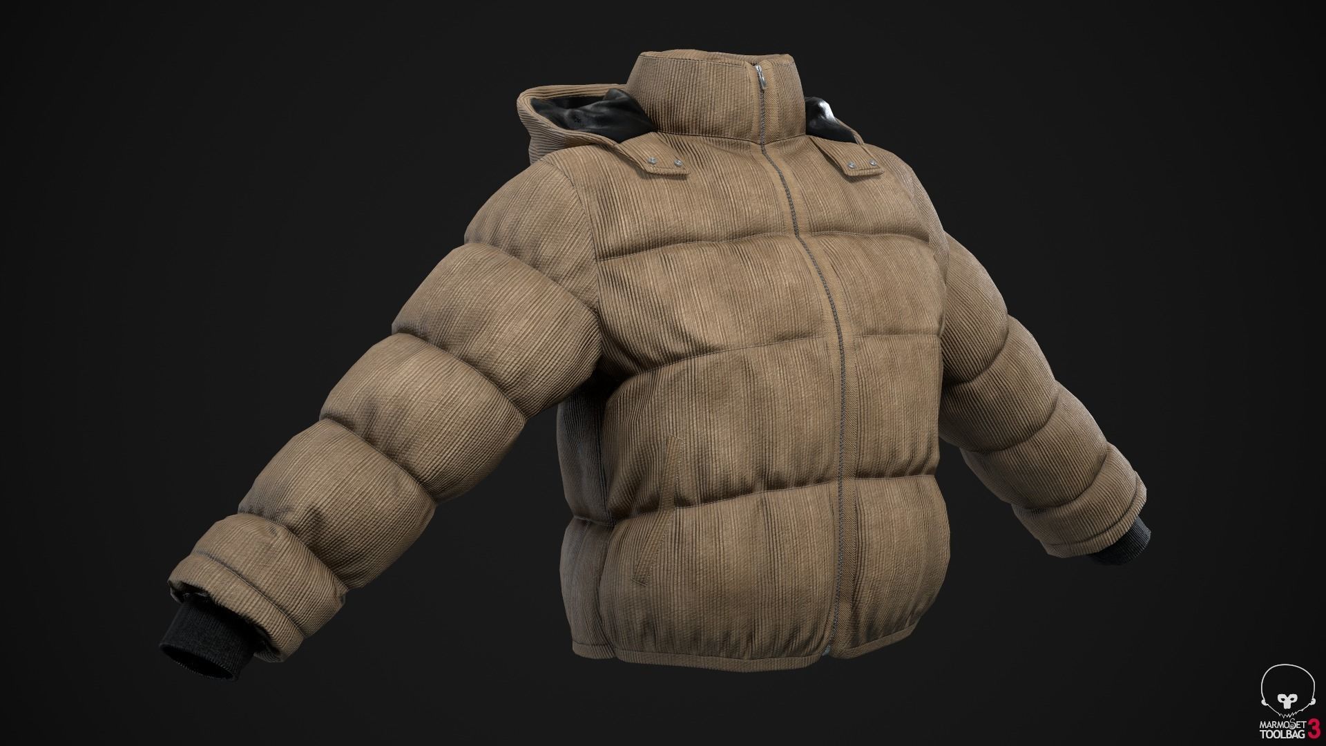 Beige and khaki winter jackets Low-poly 3D model_1