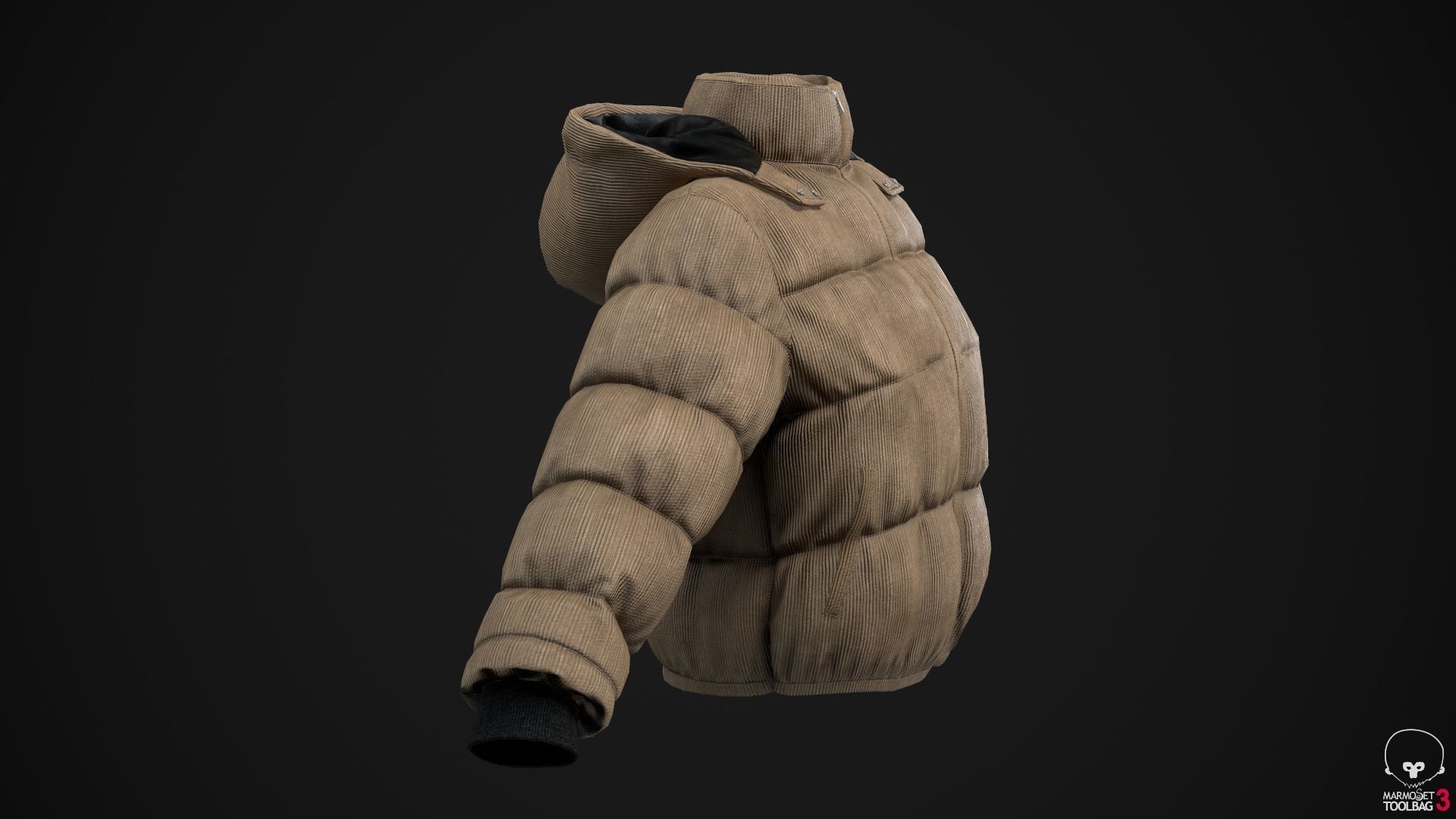 Beige and khaki winter jackets Low-poly 3D model_8