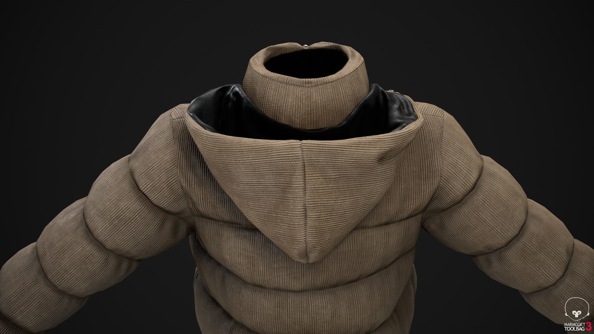 Beige and khaki winter jackets Low-poly 3D model_16