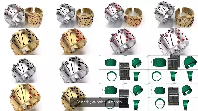 Poker ring colection 3D Model Collection
