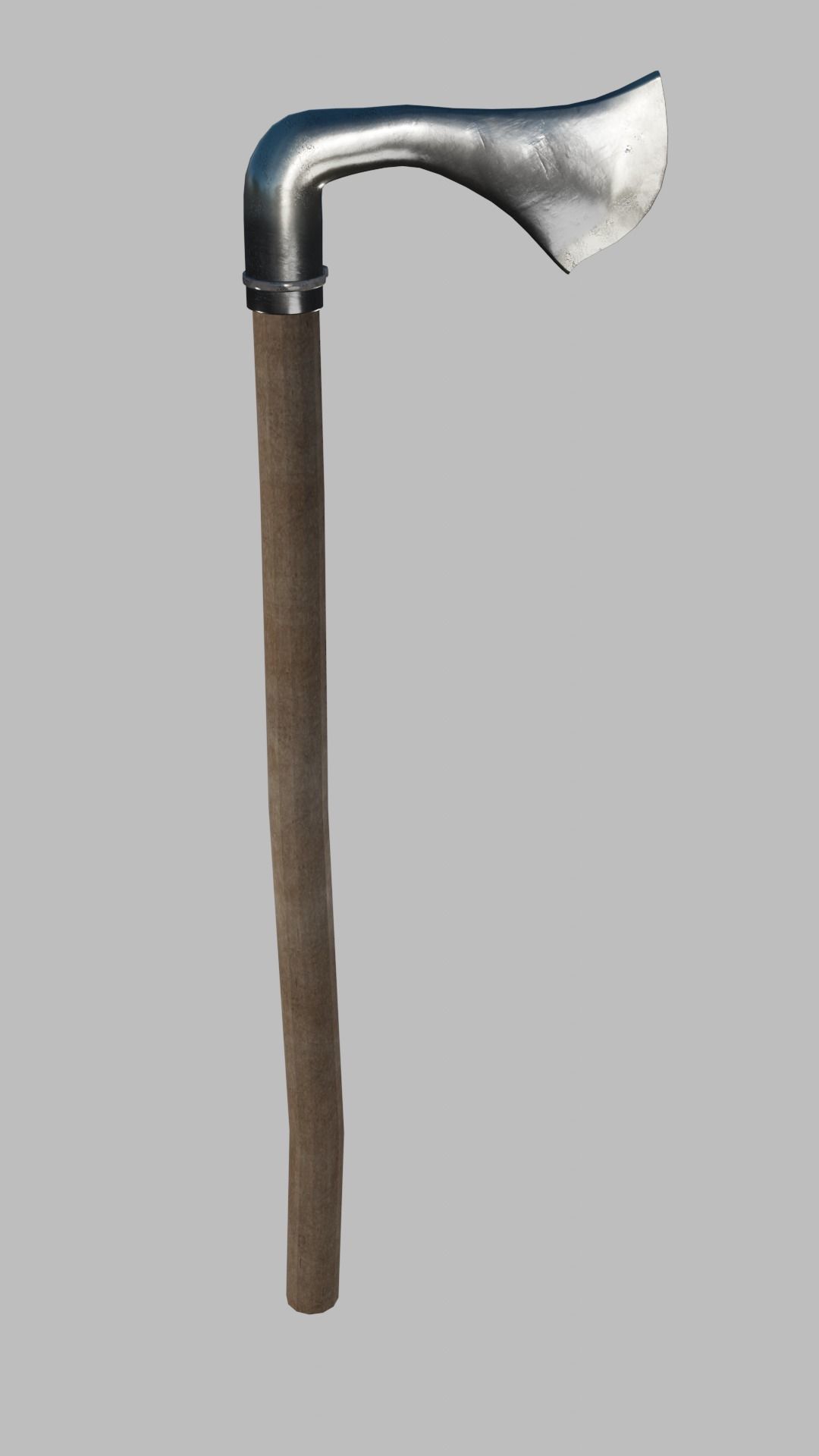 Classic Germanic poleaxe with wooden handle 3D model_5