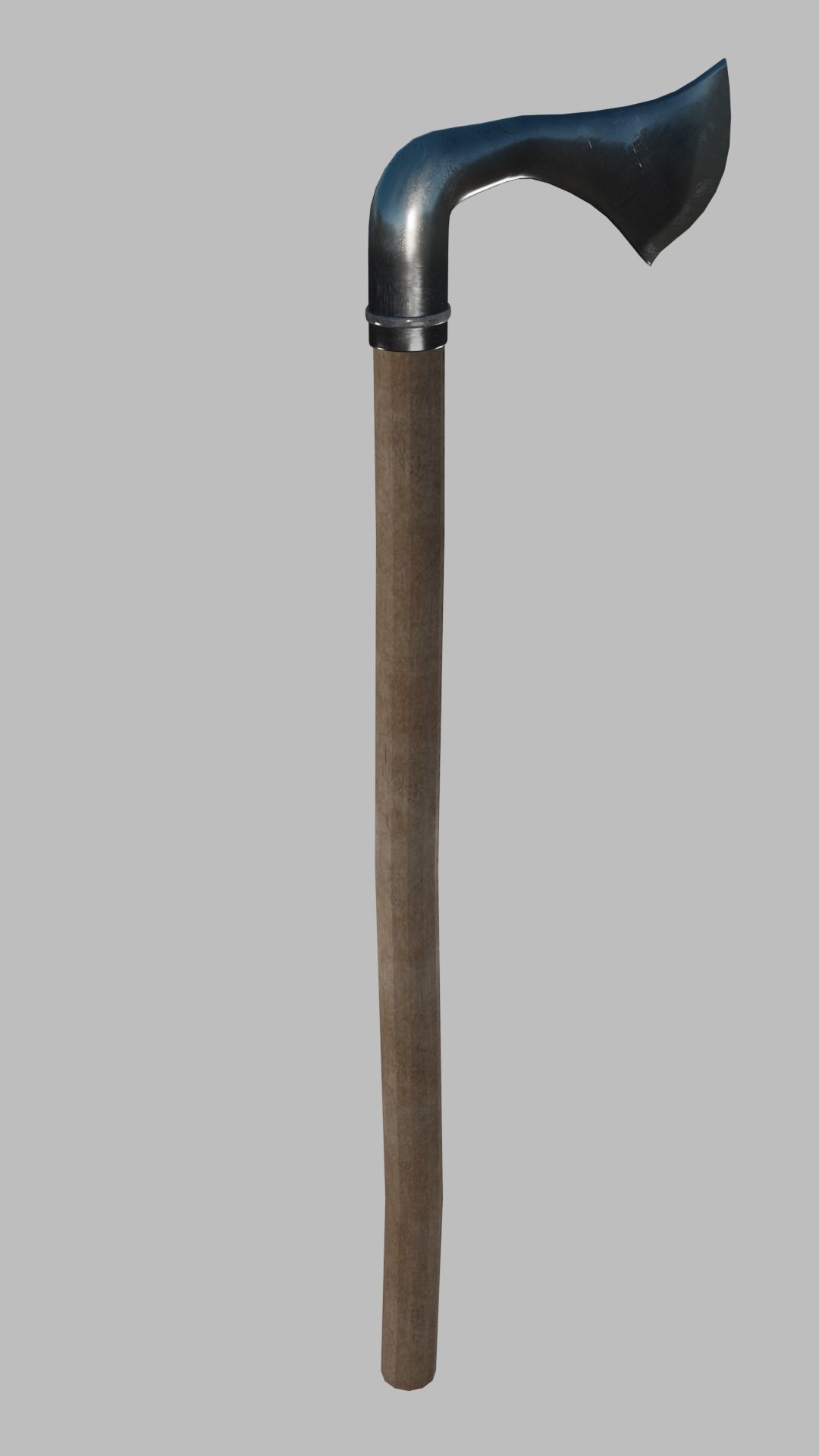 Classic Germanic poleaxe with wooden handle 3D model_4