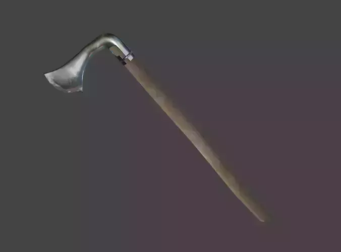 Classic Germanic poleaxe with wooden handle 3D model