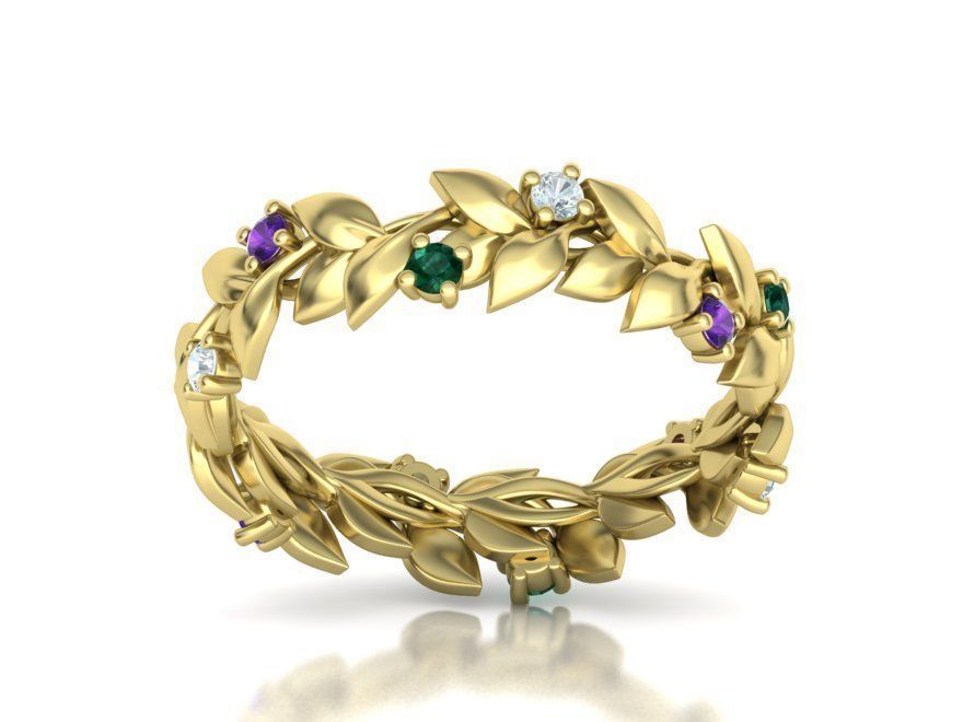 Floral Leaves Eternity Rings Collection 7US 8US 9US sizes _30