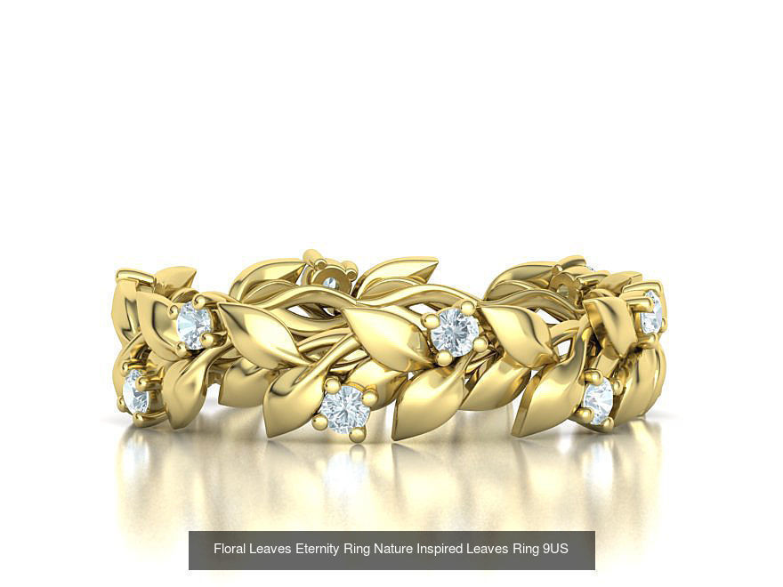 Floral Leaves Eternity Rings Collection 7US 8US 9US sizes _3