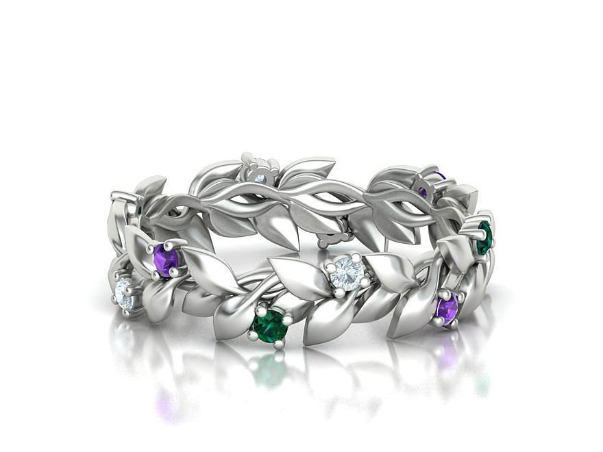 Floral Leaves Eternity Rings Collection 7US 8US 9US sizes _38