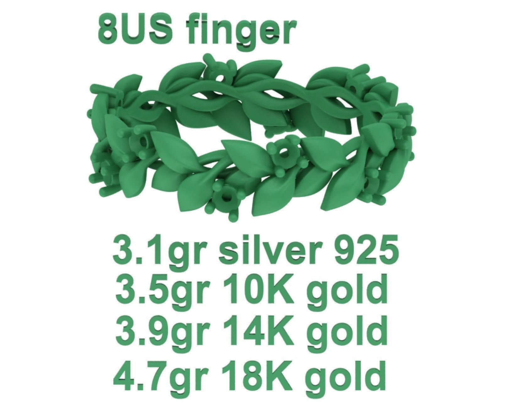 Floral Leaves Eternity Rings Collection 7US 8US 9US sizes _47