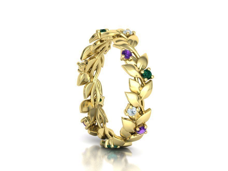 Floral Leaves Eternity Rings Collection 7US 8US 9US sizes _35