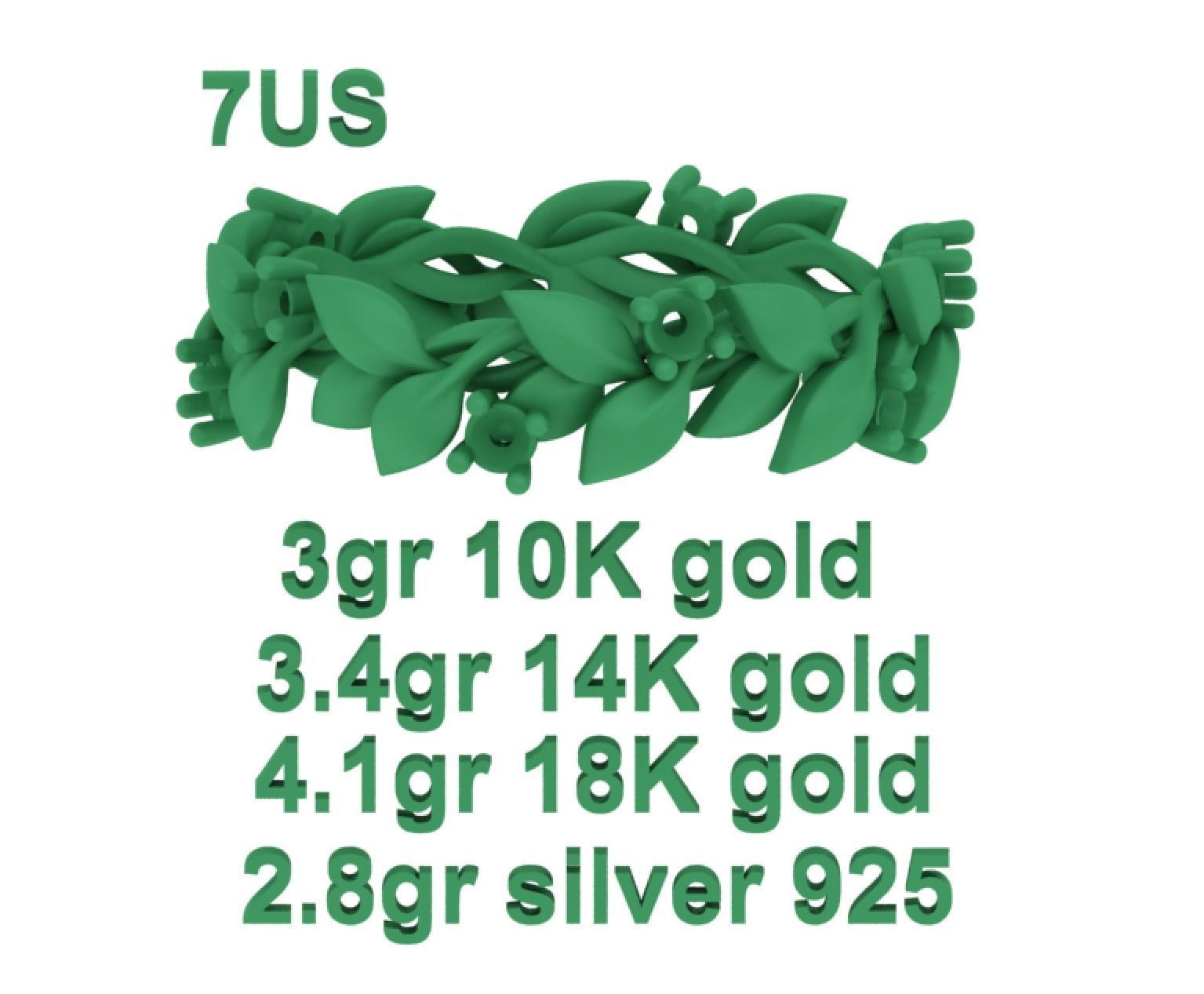 Floral Leaves Eternity Rings Collection 7US 8US 9US sizes _23