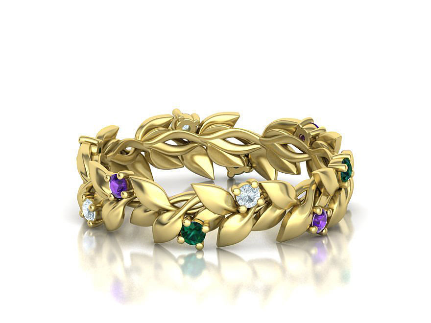 Floral Leaves Eternity Rings Collection 7US 8US 9US sizes _36