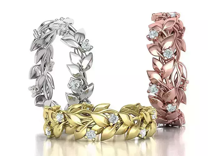 Floral Leaves Eternity Rings Collection 7US 8US 9US sizes 