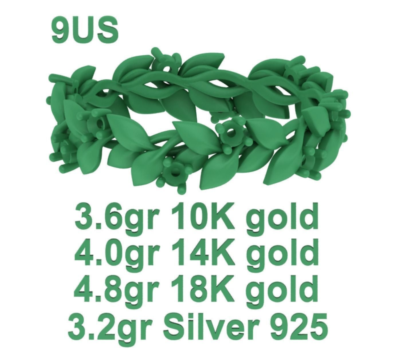 Floral Leaves Eternity Rings Collection 7US 8US 9US sizes _53