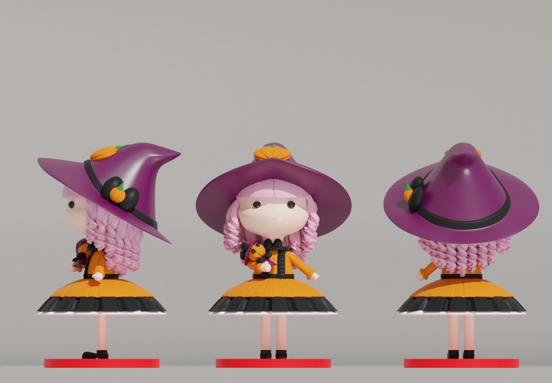 Halloween girl 3D print model_2