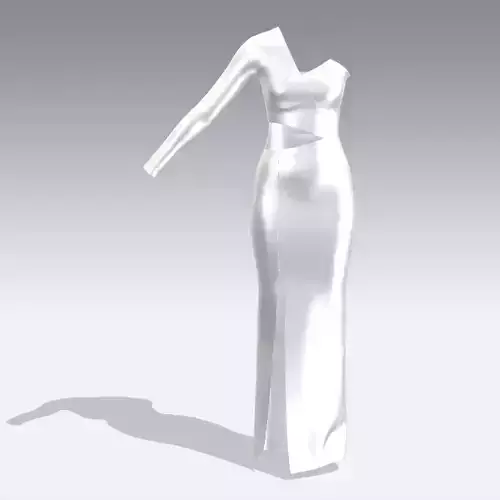 ONE SHOULDER  DRESS SLIT SATIN WHITE FASHION LOOK