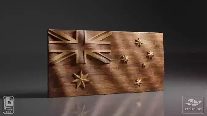 Australia Wavy Flag - CNC Files For Wood 3D STL Model